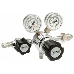 Single-stage regulator for high-purity air and inert gases. Features a 302 stainless steel diaphragm, CGA 280 inlet, and 1/8" tube outlet. Delivers stable outlet pressure up to 50 psig. Suitable for laboratory, analytical, and industrial gas control applications.