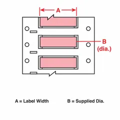 Precut sleeve label roll made of polyolefin with a pink matte finish. Each label measures 1/2 in x 2 in and is designed for wire gauges from 1 AWG to 8 AWG. Compatible with the i7100 printer series. Used for industrial wire and cable identification in electrical panels, machinery, and plant maintenance.
