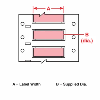 BRADY Sleeve Label: 1/2 in x 2 in, Polyolefin, Pink (Matte) - Brady Precut Sleeve Label Rolls