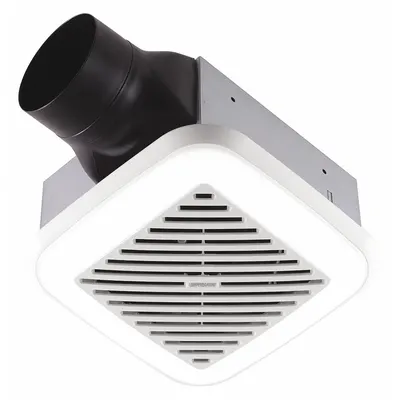 BROAN Bathroom Fan: Ceiling, 110 cfm Max, 1.5 sones, 1 Speed - Bathroom Exhaust Fans with Light