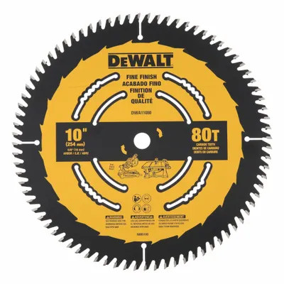 DEWALT Circular Saw Blade: 10 in Blade Dia., 80 Teeth, 0.1 in Cut Wd, 5/8 in Arbor Size - Wood-Cutting Blades