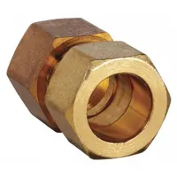 This low-lead brass compression fitting connects 5/8 in OD tubing to 3/4 in pipe without soldering or threading. The standard sleeve design provides a leak-resistant joint for plumbing and industrial tubing systems