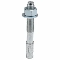 18-8 stainless steel wedge anchor for fastening into solid concrete. 5/8" diameter, 5/8"-11 thread, 3-1/4" thread length, 5" overall length. 10-pack with plain finish