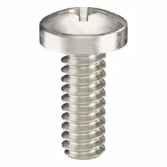 These #6-32 pan head machine screws are 3/8 in long, made of 18-8 stainless steel with a plain finish, and feature a Phillips drive with #2 drive size. Supplied in a 50-piece pack, they are used for fastening components in machinery, electrical enclosures, and industrial equipment.