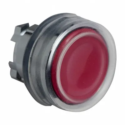 SCHNEIDER Flush Push Button: Red, 22 mm Mounting Size, Metallic - Flush-Mount & Recessed Push-Button Operators