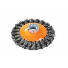 Type 27 depressed-center grinding wheel for carbon and stainless steel. 9" diameter, 1/4" thickness, 5/8"-11 arbor. Designed for reduced heat buildup during heavy stock removal, weld grinding, and edge chamfering. Sold in a 10-pack.