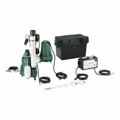 ZOELLER Sump/Battery Back-Up System: 1/2 hp, 120V AC, 23 ft Max. Head (Primary Pump) - Wi-Fi Enabled Combination Sump Pump Systems