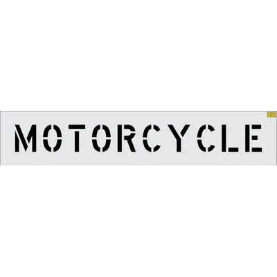 RAE Individual Stencil: Motorcycle, 0.062 in Thick, 6 in Overall Ht, 55 in Overall Wd - Light-Duty Message Stencils for Traffic & Parking Control