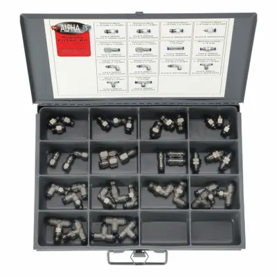 AIGNEP USA 88970-02 Push-to-Connect Tube Fitting Kit, 40 Pieces, Brass - Push-to-Connect Tube Fitting Kits