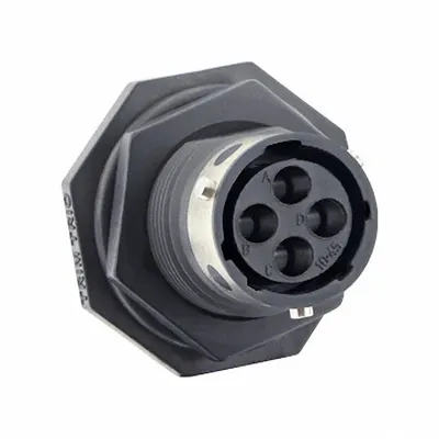 SOURIAU Trim Trio UTGX 10 Jam Nut Receptacle, 4 Contacts, 10 A, 500V, IP69K - Trim Trio UTGX Harsh Environment Circular Connectors