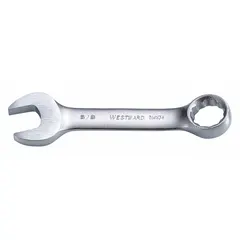 Alloy steel wrench with satin finish. 5/8 in 12-point box end and open end. Offset design aids access to recessed fasteners. Overall length 4 1/4 in. For tightening or loosening bolts in mechanical and maintenance tasks.