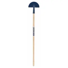 Steel-blade sod cutter with straight half-moon edge for manual cutting and edging sod, turf, or grass. Blade measures 4 in length and 8 3/4 in width. Used in landscaping, garden bed edging, and lawn repair to create clean straight cuts.