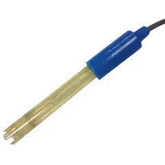 This pH electrode from SENSOREX features a single-junction epoxy body with a round tip, covering a measurement range of 0 to 14 pH. It is equipped with a BNC connector and a 1 m cable, with an overall diameter of 3/8 in. Suitable for general-purpose pH measurement in aqueous solutions, such as water quality testing and chemical analysis.