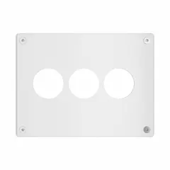 This tamper-resistant wall plate from LEGRAND features a single circular opening in a 3-gang jumbo size. Constructed of steel with a white finish, it includes Allen head screws for secure installation. Suitable for covering wiring devices in commercial and industrial applications.
