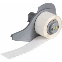Pre-Cut Label Stock Roll: 1/4 in x 3/4 in, 3/4 in x 1/4 in, Polyester, White (Gloss), -94°F to 230°F (MPN M7-10-423)