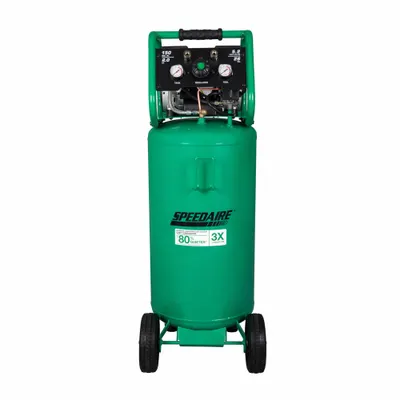 SPEEDAIRE Air Compressor: Quiet, Oil Free, 26 gal, Vertical, 2 hp, 5.2 cfm @ 90 psi - Wheeled Portable Electric Air Compressors