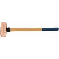 Soft-Face Sledge Hammer: Copper, Wood Handle, 8 lb Head Wt, 3 in Dia, 26 in Overall Lg, Round Shape (MPN AM8CUWG)