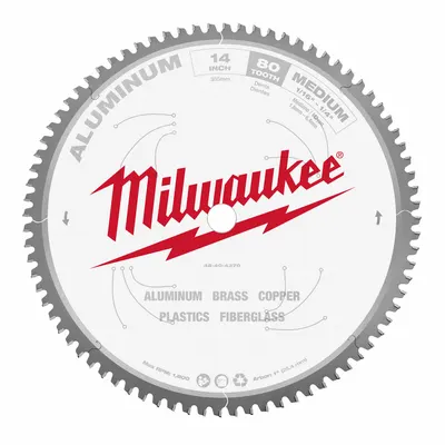 MILWAUKEE Circular Saw Blade: 14 in Blade Dia., 80 Teeth, 0.13 in Cut Wd, 1 in Arbor Size - Aluminum & Soft Metal-Cutting Blades