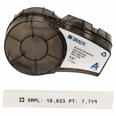 BRADY Combined Label and Ribbon Cartridge: 1/2 in, 21 ft, Cryogenic Autoclavable Polyester - Brady Thermal Transfer Continuous Label Roll Cartridges