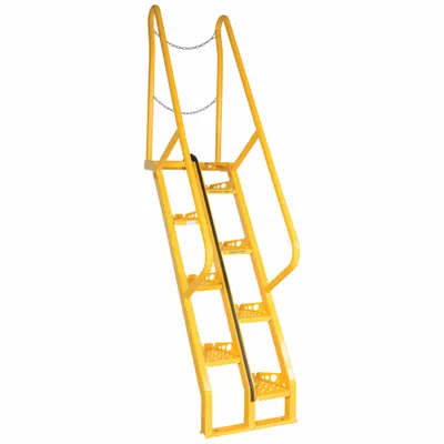 VESTIL Alternating-Tread Steel Stairs, 8 Steps, 350 lb Capacity, Yellow