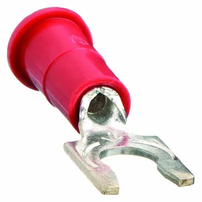 3M Fork Terminals: Red, Vinyl, #10 Stud Size, 18 AWG – 18 AWG Wire Range - Insulated Fork Terminals