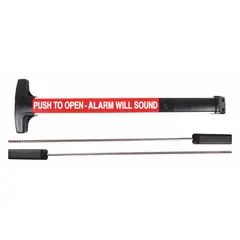 Aluminum surface vertical rod exit device with touchbar for doors up to 36 inches wide. Provides reliable egress actuation in commercial and industrial settings where panic hardware is required for emergency exit.