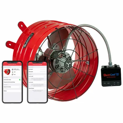 QUIETCOOL Attic Exhaust Fan: Gable Mount, Electric Motor, Max. 4,000 sq ft Attic - Gable-Mount Attic Exhaust Fans