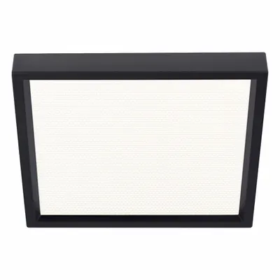 LIGHTOLIER Square Downlight: 4 in Dia, Black, 5/8 in Ht, 650 lm, 3000K, 10 W - Low-Profile Square Surface-Mount Downlights