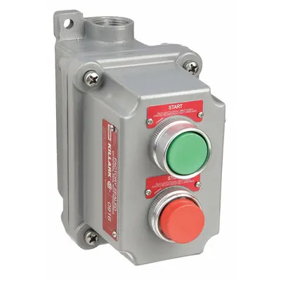 HUBBELL KILLARK Control Station: 2 Gang, (2) Push Buttons, 1NO/1NC, Start/Stop, 0 Pilot Lights - Push-Button Control Stations