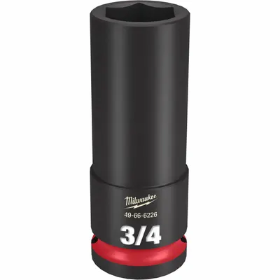 MILWAUKEE Deep Impact Socket: 1/2 in Drive Size, SAE, 3/4 in Socket Size, 6-Point - 1/2" Drive Impact Sockets
