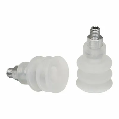 SCHMALZ Vacuum Pad Assembly: Multi-Bellows, 2.5 Folds, M5 Vacuum Port, 19 mm Pad Dia - Bellows Type Food-Safe Vacuum Pad Assemblies