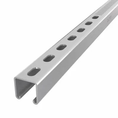 DAKOTA SYSTEMS Strut Channel: Steel, Pre-Galvanized Zinc, 12 ga Gauge, Perforated Slot - Perforated-Slot Strut Channels