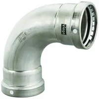 VIEGA MEGAPRESS Crimp Elbow Fitting: 2 1/2 in Pipe x 2 1/2 in Pipe Size, Press-fit x Press-fit, FKM (MPN 98405)