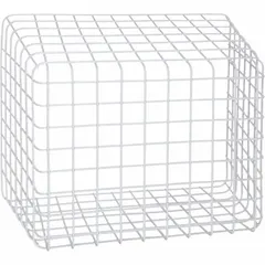 Steel wall fixture guard for indoor use, protecting devices against theft and vandalism. Overall length 18 in, depth 13 in. White finish. Surface mount with included hardware. No alarm.