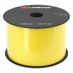 This continuous label roll is made of yellow gloss vinyl, rated for indoor and outdoor use. It is compatible with the LabelTac Pro 2 printer series. Typical applications include safety labeling, asset identification, and pipe marking in industrial facilities.