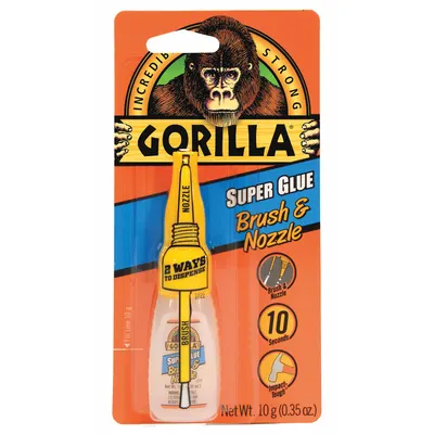 GORILLA Instant Adhesive: Super Glue Brush & Nozzle, Gen Purpose, 0.35 fl oz, Bottle - General Purpose Instant Adhesives