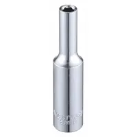 WESTWARD Socket: SAE, 1/4 in Drive Size, 5/32 in Socket Size, 6-Point, Deep, Chrome, 2 in Overall Lg
