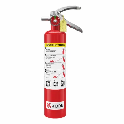 KIDDE Fire Extinguisher: 2.5 lb Extinguisher Capacity, 1-A:10-B:C - Class ABC Fire Extinguishers
