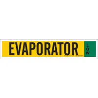 Pipe marker for identifying ammonia lines in industrial refrigeration systems. Fits pipe outer diameter 8 inches and larger. Low adhesive allows repositioning during installation. Pack includes 1 marker with English text, no arrows