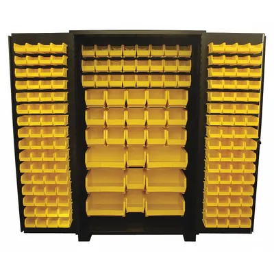 JAMCO Bin Cabinet: 48 in x 24 in 78 in, 0 Shelves, 176 Bins, Yellow, Flush, 14 ga Panel - Standard Bin Cabinets