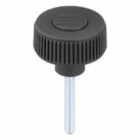 Hand Knob: Knurled, Plastic w/ Steel Thread, M6 Thread, 40 mm Thread Lg, 40 mm Dia, Gray (MPN K0260.5106X40)