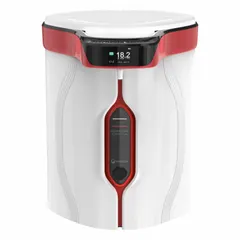 This ELGA benchtop water purification system produces Type I ultrapure water from a distilled feed source connected via 1/4" NPT. It delivers 18.2 Megohm resistivity water at 2 lpm with a 30 L capacity, removing TOC impurities. Suitable for sensitive laboratory applications requiring high-purity water.