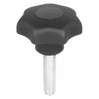 KIPP Hand Knob: 7 Point, Plastic w/ Steel Thread, M6 Thread, 20 mm Thread Lg, 32 mm Dia (MPN K0155.4061X20)