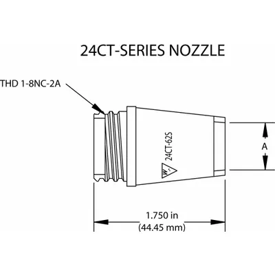 TWECO Nozzle: 1/2 in Bore Dia, Tapered, 5/32 in Tip Recess, WS24CT-50S, WS24CT - 24 Series Nozzles