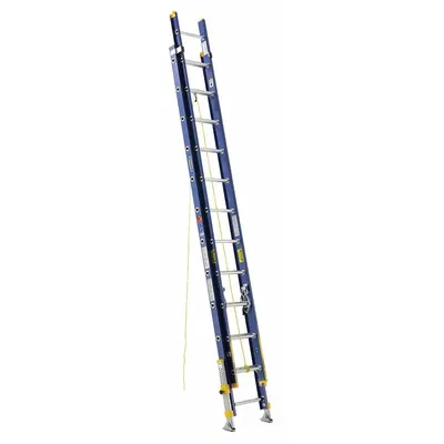 WERNER D8224-2EQ 24 ft Fiberglass Extension Ladder with Leg Leveling - Leg Leveling Non-Conductive Fiberglass Extension Ladders