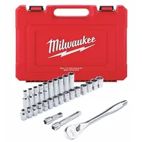 MILWAUKEE Socket Wrench Set: 1/2 in Drive, 28 Piece, 6-Point, Metric, 10 mm to 24 mm (MPN 48-22-9510)