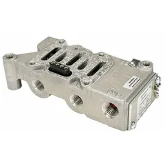 Side-ported subbase for Valvair II manifolds, rated for 35 psi to 140 psi and 0°F to 125°F with a Cv of 4.8. Provides IP65-protected electrical connections for mounting pneumatic valves in industrial control systems.