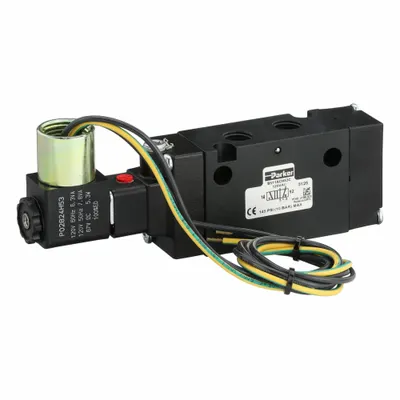 Parker Solenoid Air Control Valve: B5, Four-Way / Two-Position, Single Solenoid - Parker B Series Solenoid-Operated Inline Valves