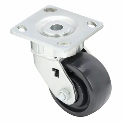 ALBION Plate Caster: Swivel, No Brake, Polyolefin, 4 in Wheel Dia., 2 in Wheel Wd - General-Purpose Maintenance-Free Plate Casters