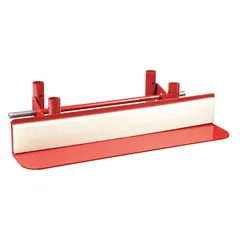 Steel nose plate assembly for hand trucks. 24-inch width, 24-inch overall width, red finish. Replaces or upgrades the load-supporting plate at the base of a hand truck for transporting stacked boxes, drums, or other heavy items.